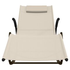 vidaXL sauļošanās šūpuļkrēsls, tērauds, krēmkrāsas tekstilēns цена и информация | Шезлонги | 220.lv