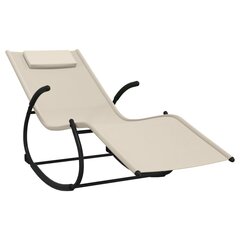 vidaXL sauļošanās šūpuļkrēsls, tērauds, krēmkrāsas tekstilēns cena un informācija | Sauļošanās krēsli | 220.lv