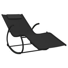 vidaXL sauļošanās šūpuļkrēsli, 2 gab., melni, tērauds un tekstilēns cena un informācija | Sauļošanās krēsli | 220.lv