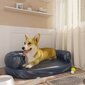 vidaXL ergonomiska suņu gulta, tumši zila, 75x53 cm, mākslīgā āda cena un informācija | Suņu gultas, spilveni, būdas | 220.lv