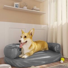 vidaXL ergonomiska suņu gulta, pelēka, 75x53 cm, mākslīgā āda цена и информация | Лежаки, домики | 220.lv