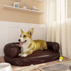 vidaXL ergonomiska suņu gulta, brūna, 75x53 cm, mākslīgā āda цена и информация | Лежаки, домики | 220.lv