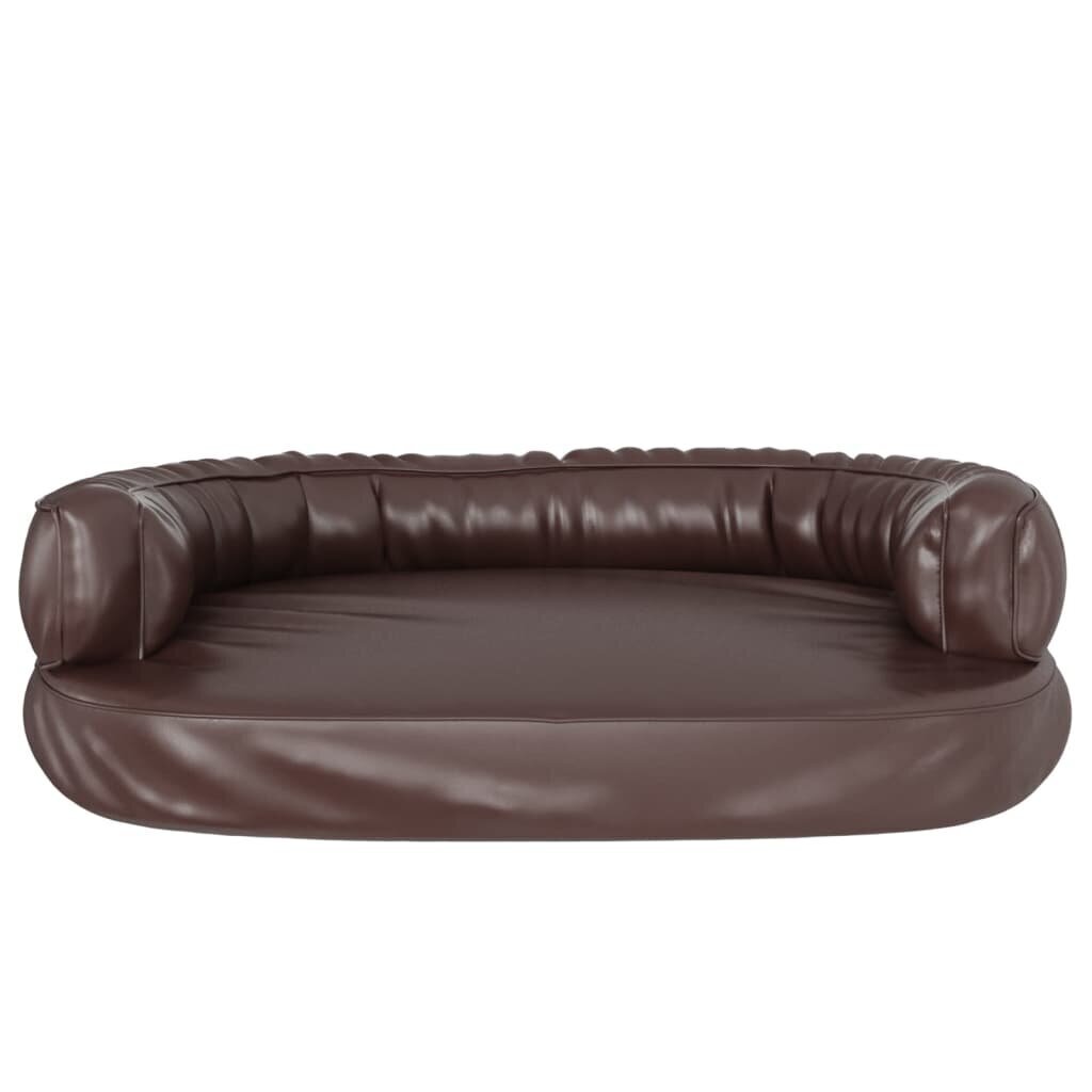 vidaXL ergonomiska suņu gulta, brūna, 88x65 cm, mākslīgā āda cena un informācija | Suņu gultas, spilveni, būdas | 220.lv
