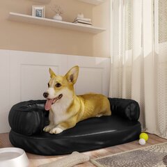 vidaXL ergonomiska suņu gulta, melna, 75x53 cm, mākslīgā āda cena un informācija | Suņu gultas, spilveni, būdas | 220.lv