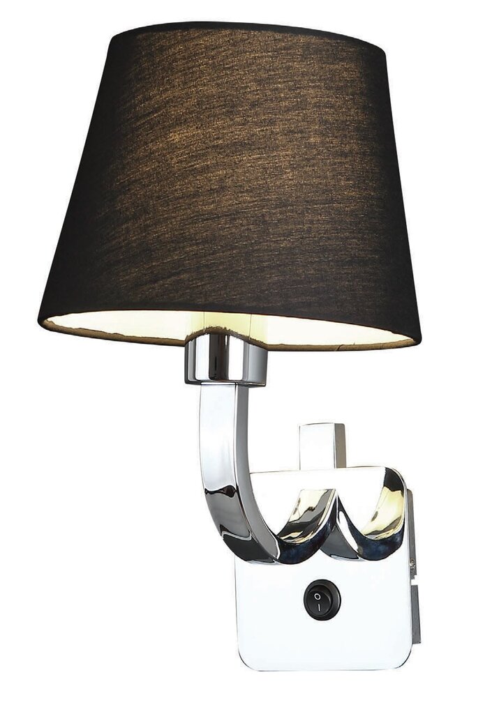 Sienas lampa Maxlight Denver kolekcija hroma krāsā ar melnu abažūru 1xE27 W0190 cena un informācija | Sienas lampas | 220.lv