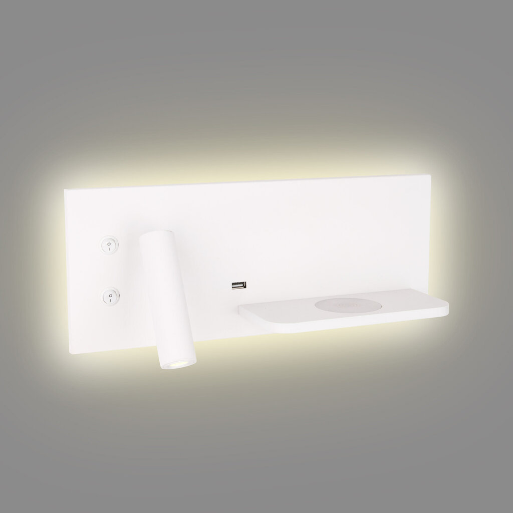 Sienas lampa Maxlight Superior kolekcija balta ar LED 3+6W USB un bezvadu lādē&scaron;anas opciju W0291 cena un informācija | Sienas lampas | 220.lv