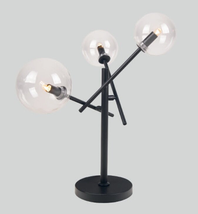 Galda lampa Maxlight Lollipop kolekcija melnā krāsā ar stikla kupoliem 3xG9 T0043 цена и информация | Galda lampas | 220.lv