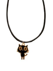 Ожерелье с подвеской в ​​виде кошки в подарок с плетеным черным кожаным шнуром и застежкой с регулируемой длиной цена и информация | Украшения на шею | 220.lv