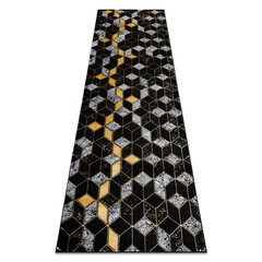 Современная ковровая дорожка Gloss 400B 86, геометрическая, чёрная / золотая цена и информация | Ковры | 220.lv