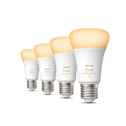 Viedās LED spuldzes Philips Hue E27 6W 570lm, 4 gab cena un informācija | Spuldzes | 220.lv