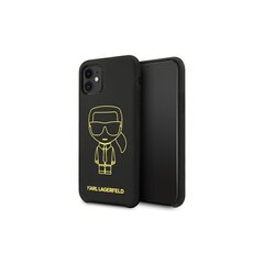 Karl Lagerfeld case for iPhone 11 6,1" / XR KLHCN61SILFLYBK hard case black Silicone Iconic Outline cena un informācija | Telefonu vāciņi, maciņi | 220.lv