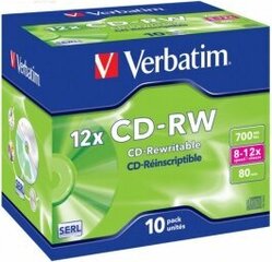 Matricas CD-RW SERL Verbatim 700MB 10x-12x 10 Pack Jewel cena un informācija | Vinila plates, CD, DVD | 220.lv