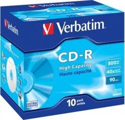 Matricas CD-R Verbatim 800MB 1x-40x Extra Protection, 10 Pack Jewel cena un informācija | Vinila plates, CD, DVD | 220.lv