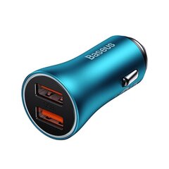 Baseus Golden Contactor Max car charger, 2x USB, 60W (blue) cena un informācija | Lādētāji un adapteri | 220.lv