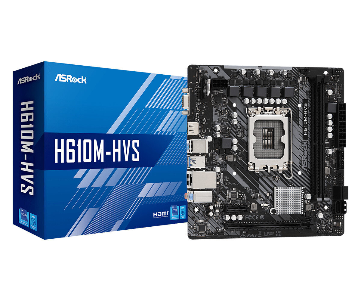 ASRock H610M-HVS - mātesplate - micro ATX - LGA1700 ligzda - H610 cena un informācija | Mātesplates | 220.lv