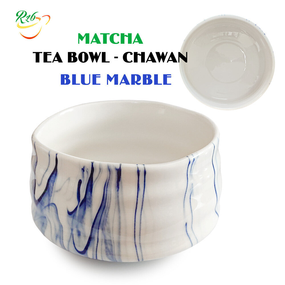 MATCHA CHAWAN - BLUE MARBLE - Eksluzīvs Matcha tējas pagatavošanas trauks - bļodiņa 500 ml cena un informācija | Virtuves piederumi | 220.lv