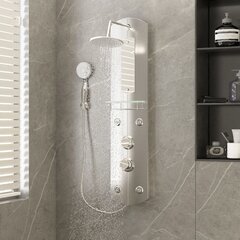 vidaXL dušas sistēma ar paneli, 25x43x110 cm, sudraba krāsā cena un informācija | Dušas komplekti un paneļi | 220.lv