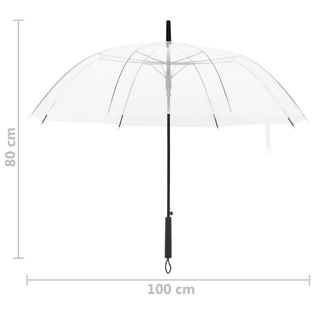 vidaXL lietussargs, caurspīdīgs, 100 cm cena un informācija | Lietussargi sievietēm | 220.lv