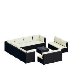 Садовый комплект мебели с подушками из 9 частей, черный цена и информация | Комплекты уличной мебели | 220.lv