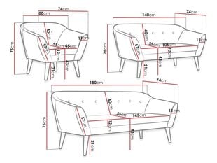 Mīksto mēbeļu komplekts MERULO 3 + 2 + 1-Manila 25 цена и информация | Комплекты мягкой мебели | 220.lv