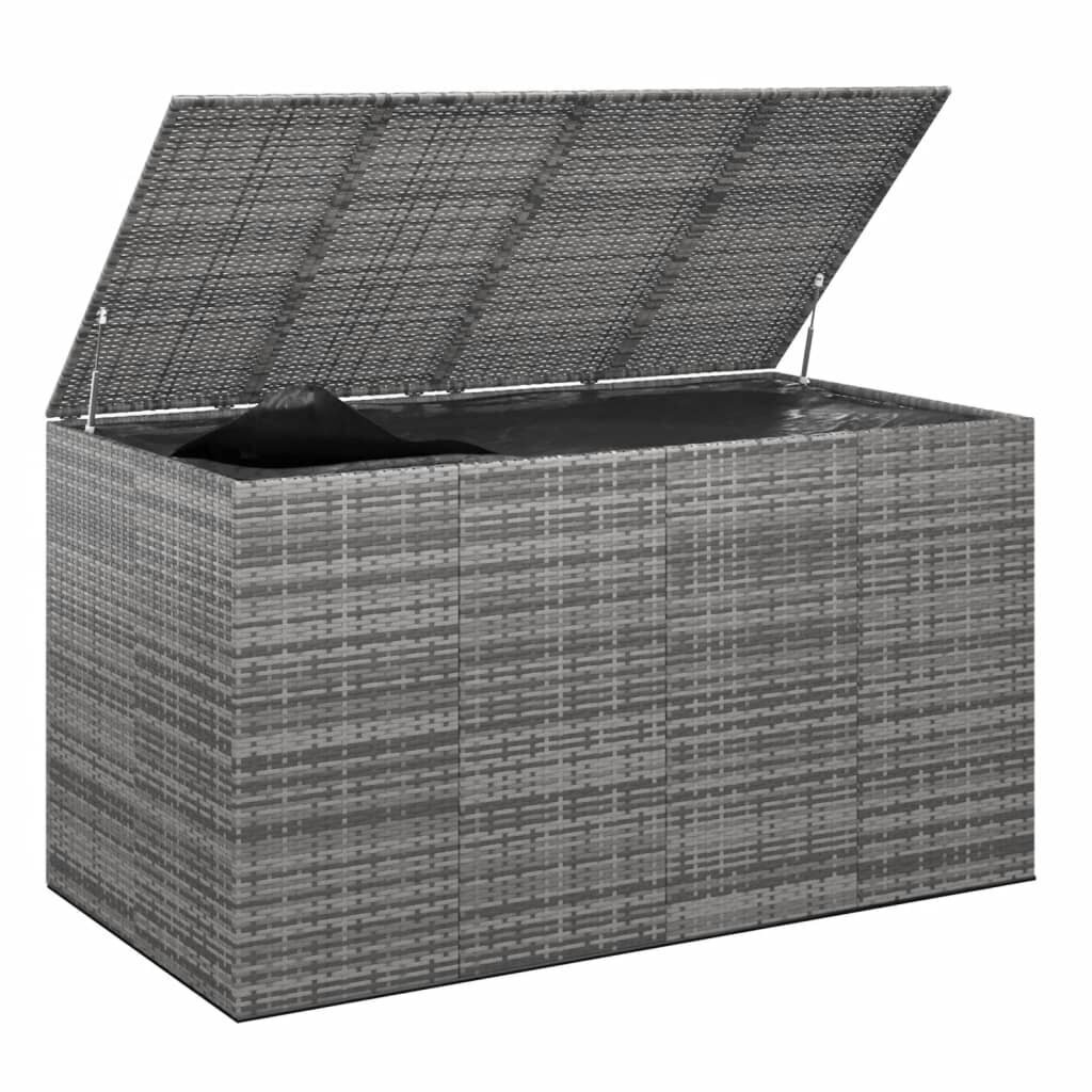 vidaXL dārza spilvenu kaste, 194x100x103 cm, pelēka PE rotangpalma cena un informācija | Komposta kastes un āra konteineri | 220.lv