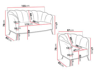 Комплект мебели ТЕРКАЗ-Эврика 2132-черный цена и информация | Комплекты мягкой мебели | 220.lv