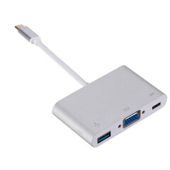 Roger Multimedia Adapter Type-C на VGA + USB / USB-C Серебряный цена и информация | Адаптеры и USB разветвители | 220.lv