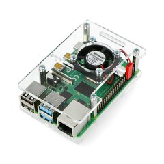 Корпус для Raspberry Pi 4B/3B+/3B/2B, открытый, с вентилятором - прозрачный цена и информация | Электроника с открытым кодом | 220.lv