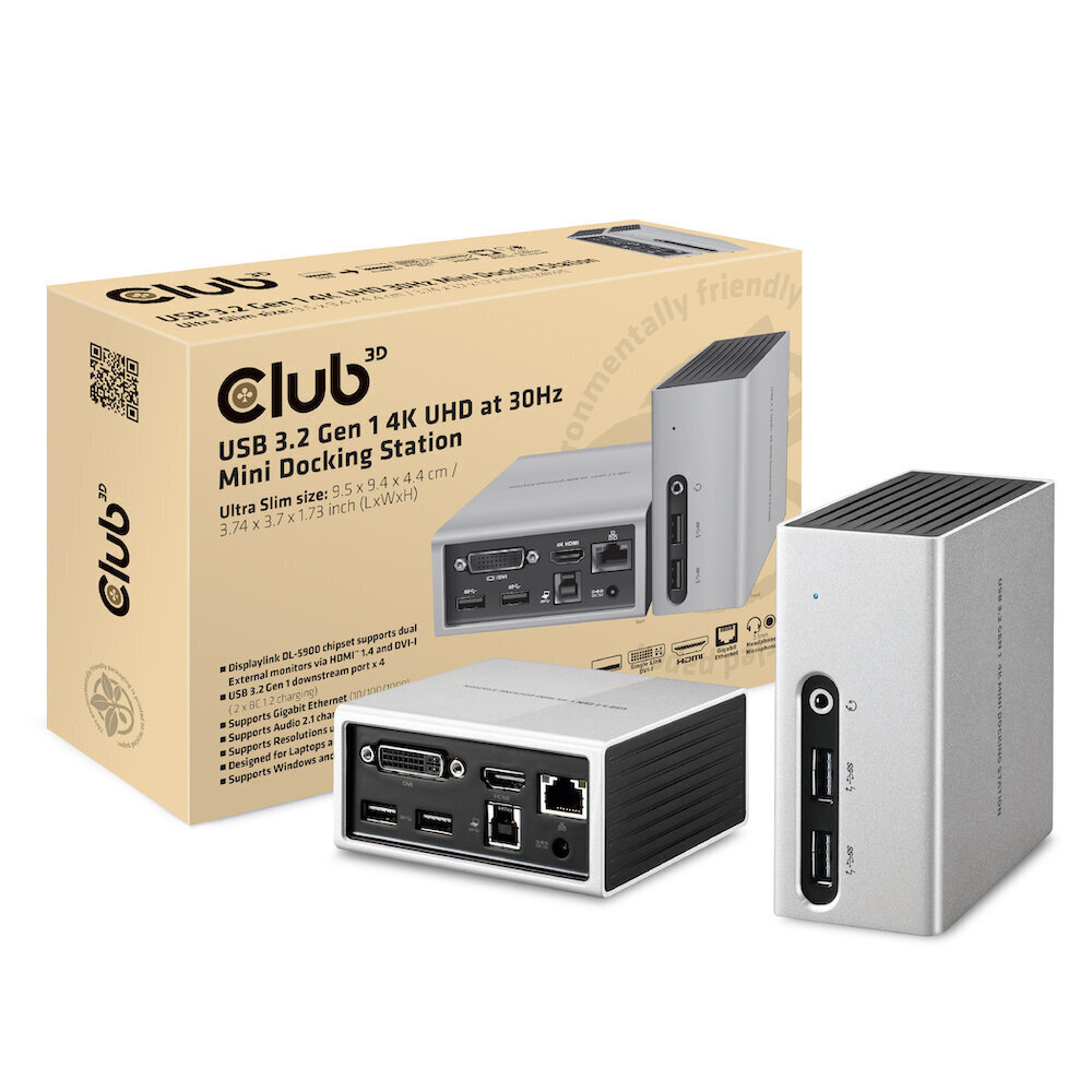 Club 3D Dock USB3.0 Dual GFX 4k Mini cena un informācija | Videokartes (GPU) | 220.lv