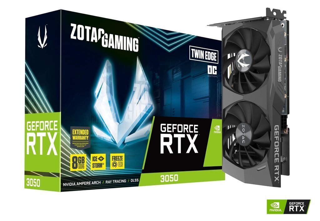 Zotac Gaming GeForce RTX 3050 Twin Edge OC - grafiskā karte - GF RTX 3050 - 8 GB cena un informācija | Videokartes (GPU) | 220.lv