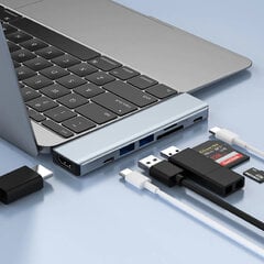 USB adapteris Apple Macbook Klēpjdatoriem 8-in-1 (2x USB 3.0, SD, HDMI, Type-C) цена и информация | Адаптеры и USB разветвители | 220.lv