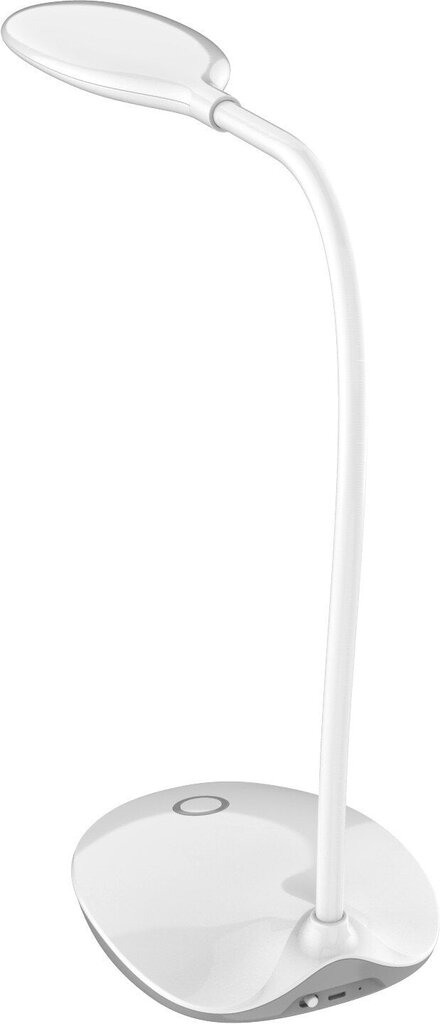 Platinet PDLK6700W Fleksibla 3W Led Galda lampa 3-gaismas līmeņi AC 5V USB Lādētājs + Micro USB Vads Balta cena un informācija | Galda lampas | 220.lv