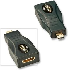 Адаптер AV Lindy HDMI Micro - HDMI Mini (41296) цена и информация | Адаптеры и USB разветвители | 220.lv