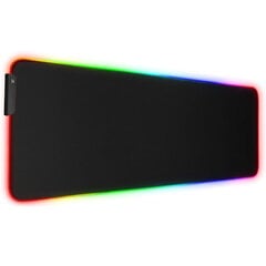 Riff RGB-01 Gumijota auduma spēļu peles paliknis USB RGB krāsu LED apgaismojums (80x30cm), melns cena un informācija | Peles | 220.lv