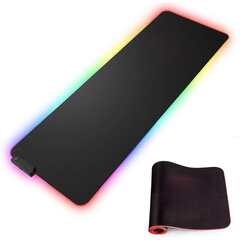 Riff RGB-01 Игровой коврик для мышки прорезиновой ткани с USB RGB Цветныой LED подсветкой (80x30cm) Черный цена и информация | Мыши | 220.lv