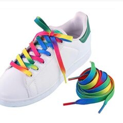 Krāsainas plakanas kurpju šņores 8 mm 100 cm, krāsa 2 cena un informācija | Līdzekļi apģērbu un apavu kopšanai | 220.lv