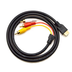 Riff HDMI Spraudnis uz 3RCA Audio & Video Vads 1m, melns cena un informācija | Kabeļi un vadi | 220.lv