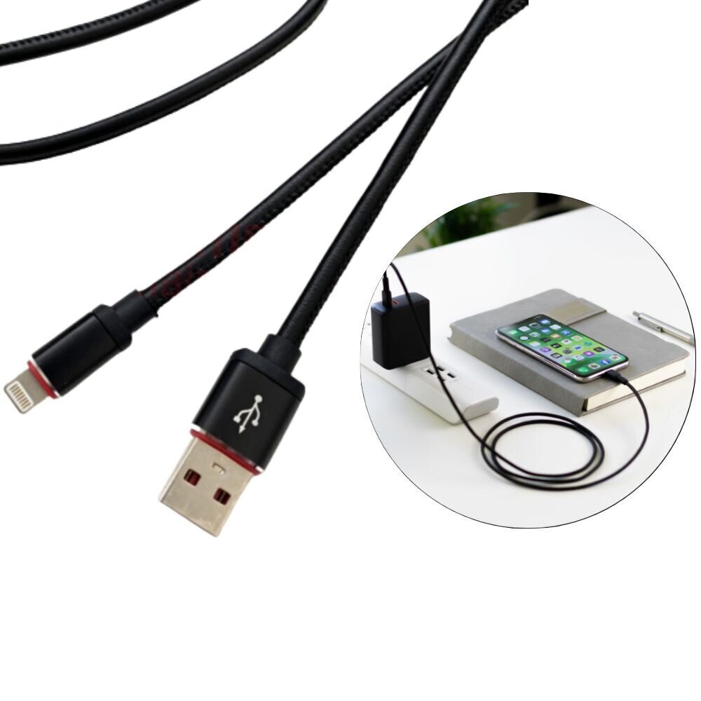 USB kabelis ar Lightning savienotāju, pārklāts ar mākslīgo ādu цена и информация | Savienotājkabeļi | 220.lv