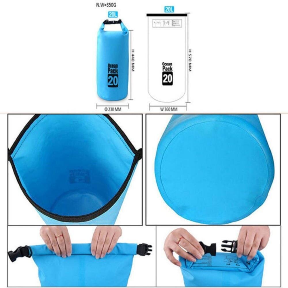 Ūdensnecaurlaidīga un putekļu necaurlaidīga soma, Melnā krāsā, 20 l cena un informācija | Ūdensizturīgas somas, maisi, lietusmēteļi | 220.lv
