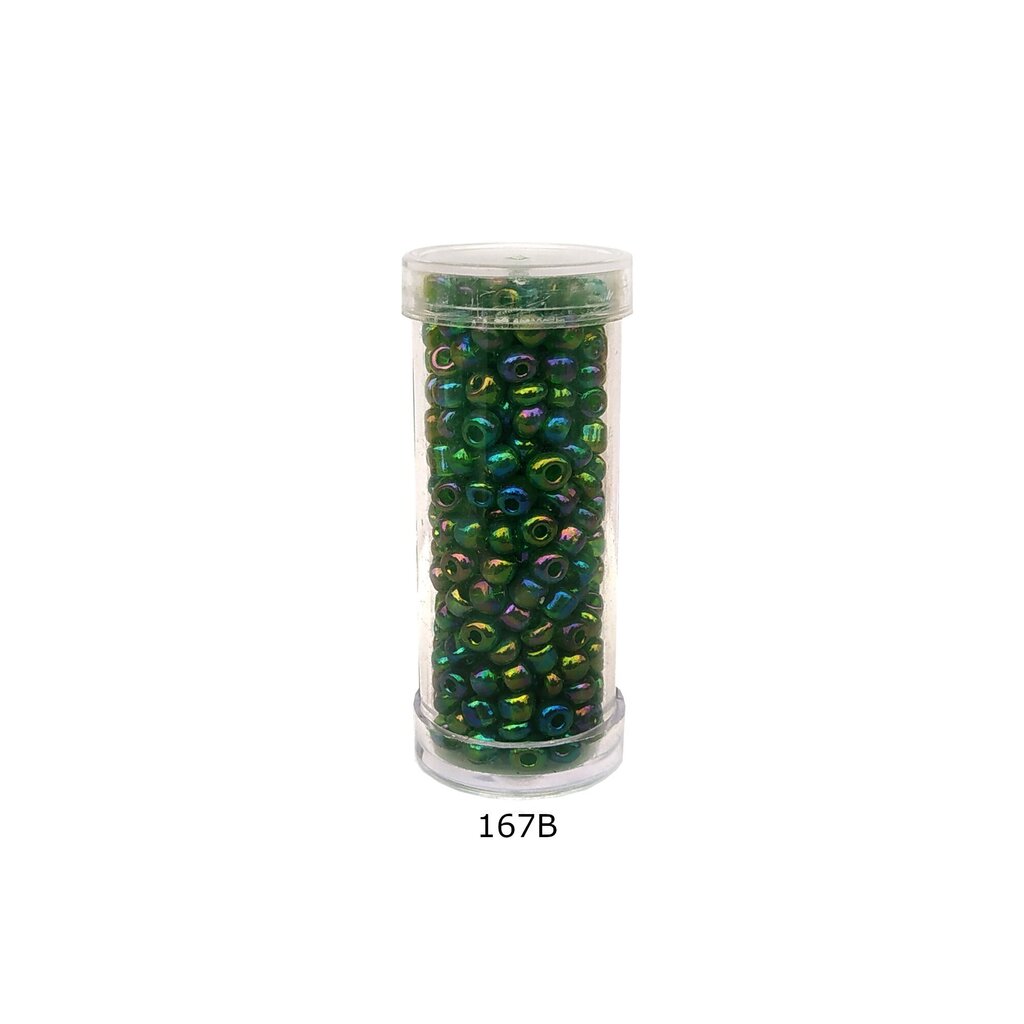 Stikla apaļas krelles 6/0 RainBow® plastmasas tūbiņā 25 g, krāsa 167B cena un informācija | Rotu veidošana, pērļošana | 220.lv