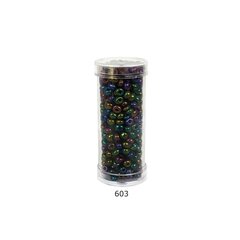 Stikla apaļas krelles 6/0 RainBow® plastmasas tūbiņā 25 g, krāsa 603 cena un informācija | Rotu veidošana, pērļošana | 220.lv