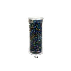 Stikla apaļas krelles 6/0 RainBow® plastmasas tūbiņā 25 g, krāsa 604 cena un informācija | Rotu veidošana, pērļošana | 220.lv