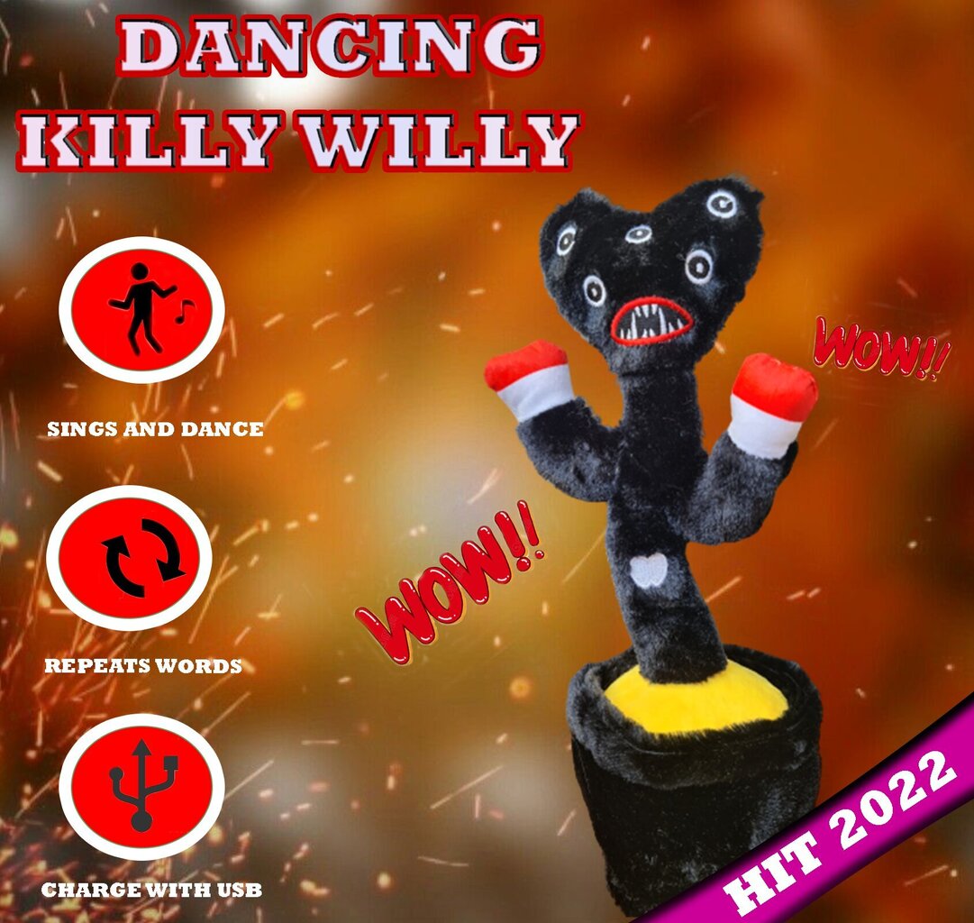 Мягкая поющая-танцующая игрушка Killy Willy (черная), 35 см цена | 220.lv