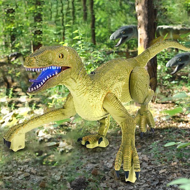 Dinozaurs Velociraptor ar tālvadības pulti, skaņas un gaismas efektiem cena un informācija | Rotaļlietas zēniem | 220.lv