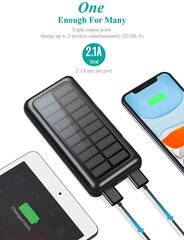 Внешнее портативное солнечное зарядное устройство/аккумулятор Solar Powerbank 20000 мАч с фонариком и защитой IC цена и информация | Зарядные устройства Power bank | 220.lv