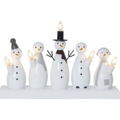 Koka svečturis ar sniegavīru figūrām balts 3W 33x21cm Snowman cena un informācija | Sveces un svečturi | 220.lv