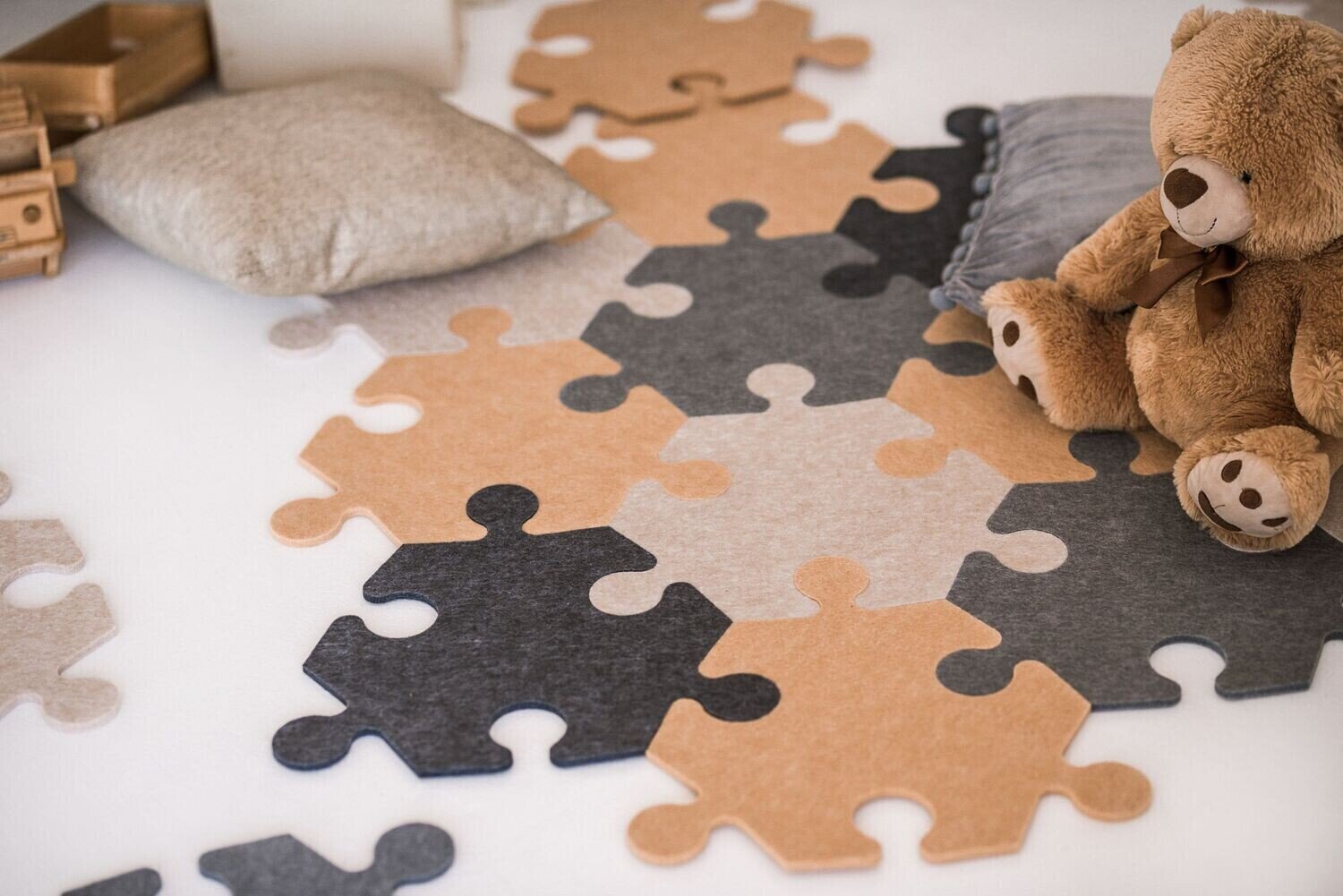 Saliekams poliestera filca paklājs Style Puzzle (14 daļu / 1.5m2) cena un informācija | Paklāji | 220.lv