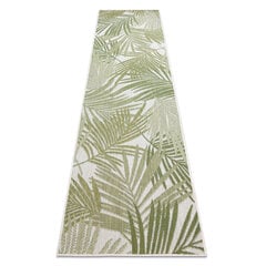 Ковер SIZAL SION Дорожка, пальмовые листья, тропический 2837 плоский тканый экрю / зеленый цена и информация | Ковры | 220.lv