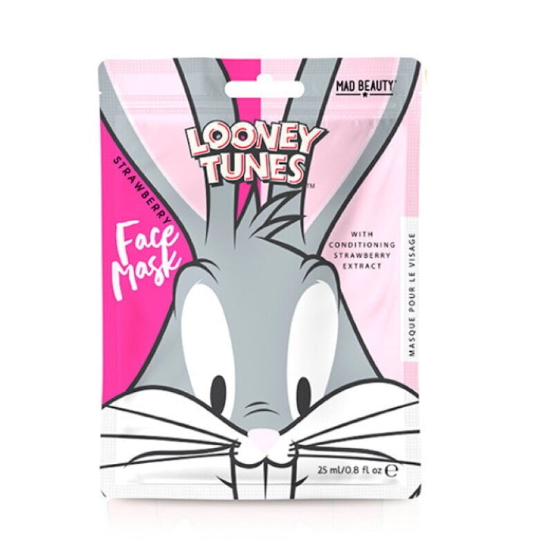 Mad Beauty Looney Tunes Pēc Vasaras saules & baseina Bērnu mitrinoša joku sejas maska (1 gab. Bugs Bunny - Zemene x25 ml) цена и информация | Bērnu kosmētika, līdzekļi jaunajām māmiņām | 220.lv