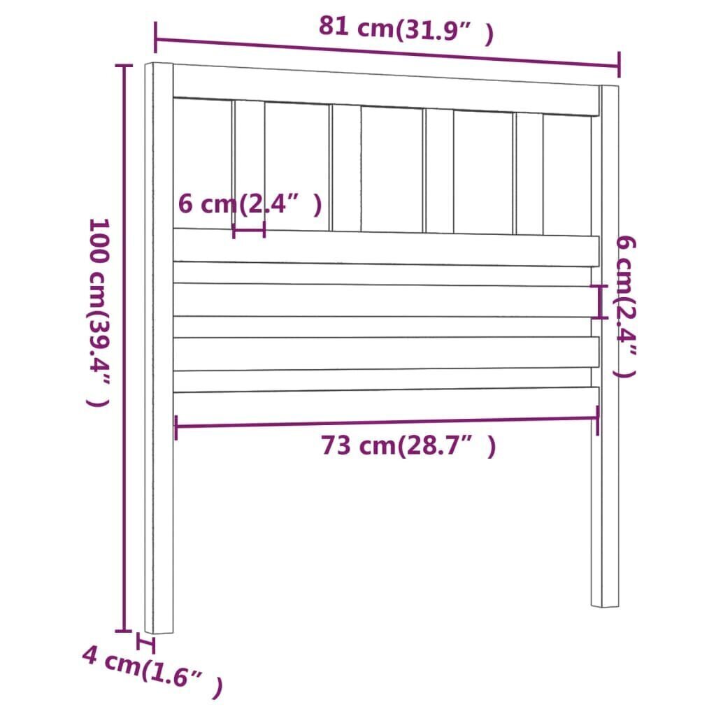 vidaXL gultas galvgalis, balts, 81x4x100 cm, priedes masīvkoks цена и информация | Gultas | 220.lv